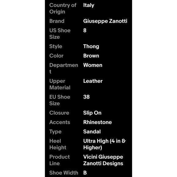 Vicini Giuseppe Zanotti NEW Italy Made Womens 8 B 38 Leather Heeled Thongs Shoes - Picture 14 of 14